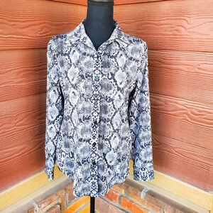 Apt. 9 Snakeskin High Low Button-down Blouse Size Small